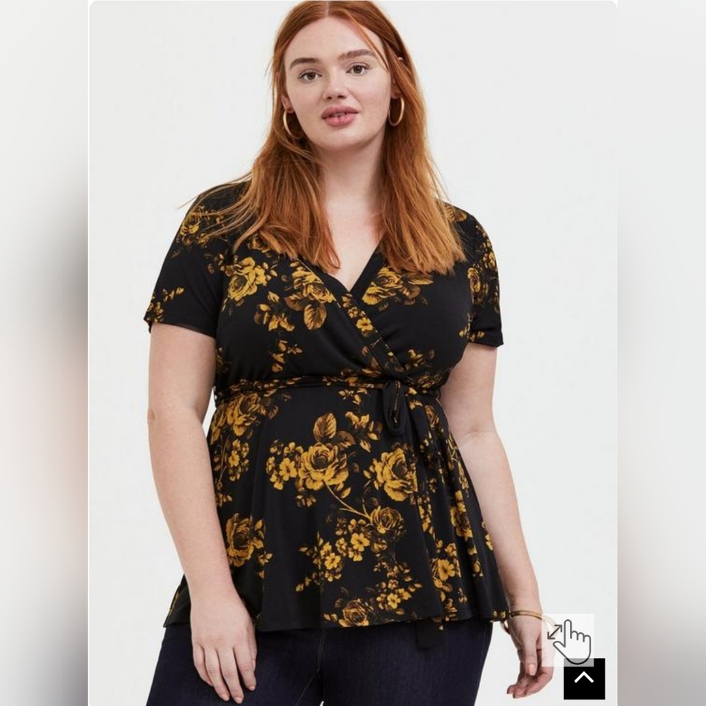Knit Crepe Wrap Peplum Top
